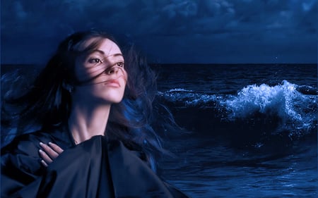 The sea - beauty, girl, sea, 3d