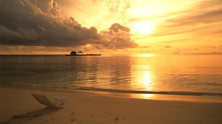 Sunset over the beach - cloud, sky, beach, sunset, nature