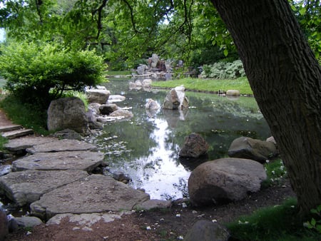 By The Stream - stream, waterfalll, rocky, nature