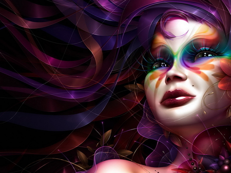 3D girl - abstract, girl, 3d, make up