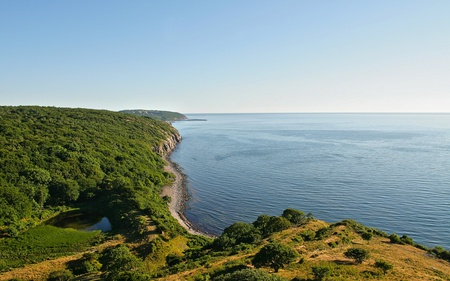 Denmark Coastline - sky, coastline, europe, beautiful, oceans, denmark, trees, nature