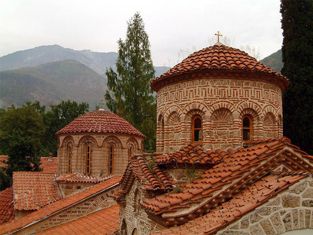 Bachkovski Monastery - monastery, roof, mountain, photography, tree, medievel, bulgaria, religious