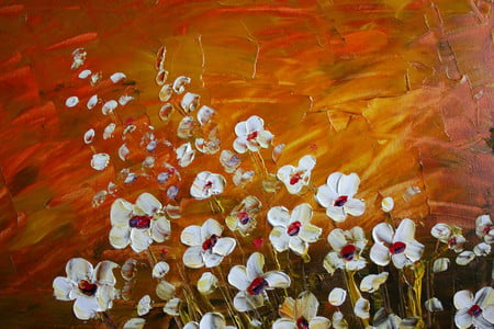 The Lovely Daisy - elegantdaisies, soft, simple, reds, lovely, painting, white, colours, petals, orange, flowers, golden