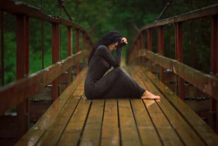 Desperation - black, bridge, girl, desperation