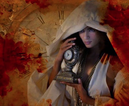 Owner of the time - clock, girl, time, 3d