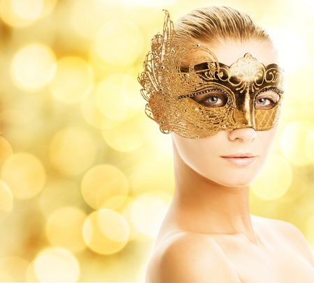 mysterious... - woman, nice, mask, hot, eyes, photography, model, face, cool, golden, lady, sexy, girl, gentle, beautiful, photo, blonde