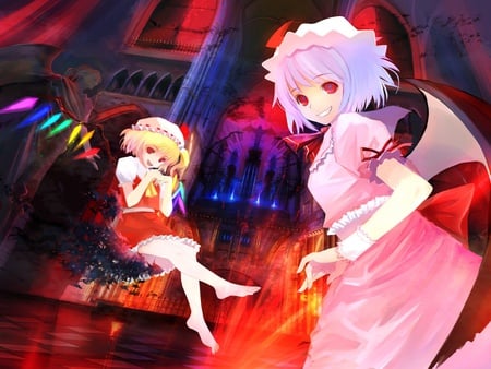 Touhou Scarlet Sisters - scarlet sisters, remilia scarlet, touhou, flandre scarlet, vampire