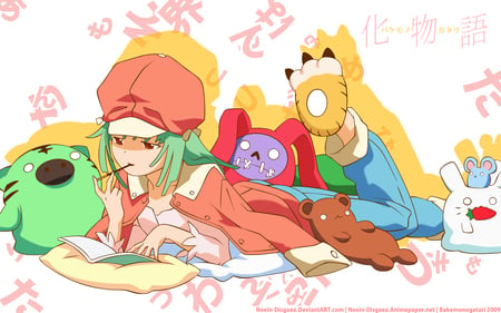 Bakemonogatari Nadeko - pocky, stuffed animals, kawaii, cute, nadeko sengoku, bakemonogatari