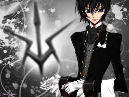 Lelouch - boy, black, anime, white