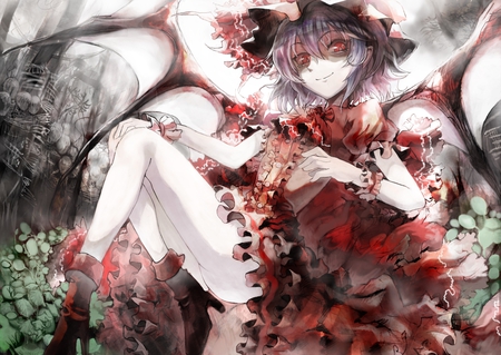 Touhou Remilia Scarlet - vampire, remilia scarlet, touhou, blue hair