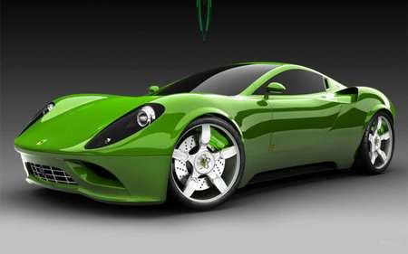 A Green Ferrari Dino Concept Car - car, ferrari, concept, green