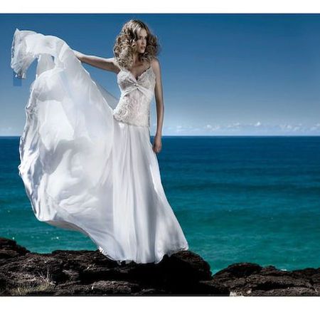 OCEAN BRIDE.. - bride, white, water, blue, woman, dress, ocean, sky