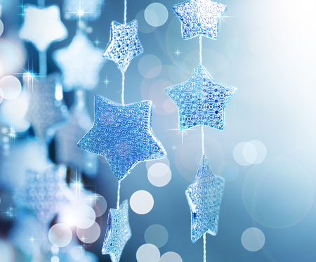 Garland - beauty, nice, new year, gift, magic, photography, fantasy, garland, holiday, cute, stars, winter, lovely, christmas, happy new year, merry christmas, beautiful, blue