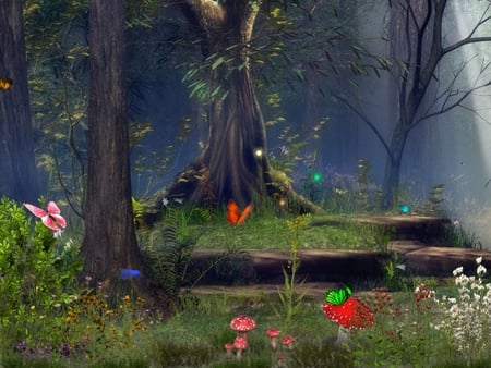 Butterfly Jungle - butterfly, jungle, cg, 3d