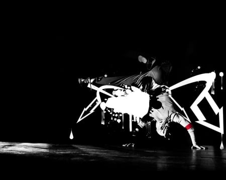 Stunt Break - cool, stunt, black and white, dance, guy