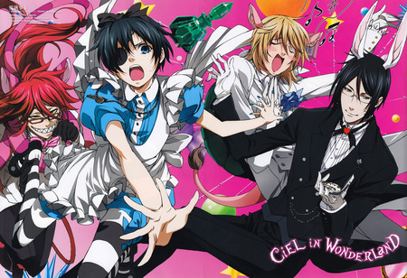 Ciel in Wonderland - ciel, kuroshitsuji, sebastian, grell, anime