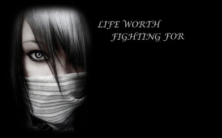 Life worth fighting for - emo, dark, women, beautiful, hot, girl, gothic, beauty, life, goth, black, white, silver, black hair, cute, sexy, mysterious