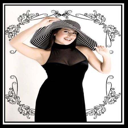 A HAT AND DRESS.. - hat, black, white, woman, beautiful, dress