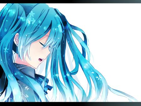 Hatsune Miku - nice, beauty, aqua, music, twintail, aqua hair, white, virtual, pretty, cool, idol, anime, miku, aqua eyes, cute, hatsune miku, girl, song, hatsune, vocaloids, vocaloid, blue, beautiful, tie, singing, awesome, diva