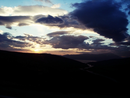 multicoloured watercourse - clouds, river, sunset, lake, sky