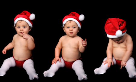 Santa's Children - santa, red, children, baby, sweet