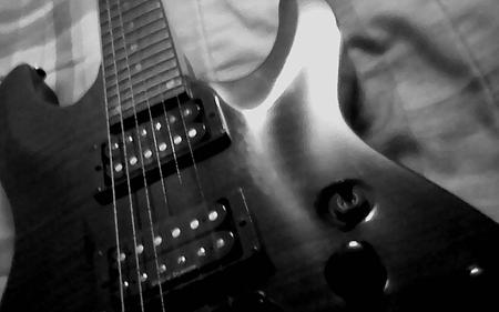 Black Guitar - hd, guitar, 3d, wide, music, black and white, emotion, widescreen