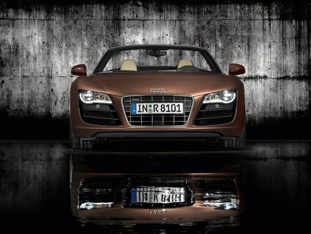 Audi-R8-Spyder-Frontal-Angle - audi, auto, car, brown