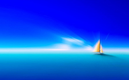 SAIL - sailboat, blue sky, yellow and white, blue ocean