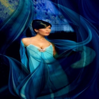 DRESS WITH BLUE VEILS ..