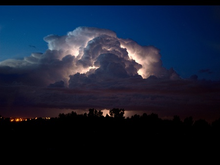 nature forces - clouds, trees, nature, night, sky