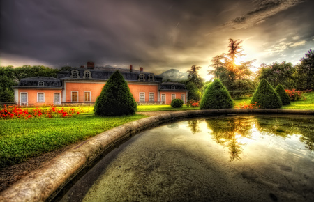 Reflections - house, reflections, trees, water