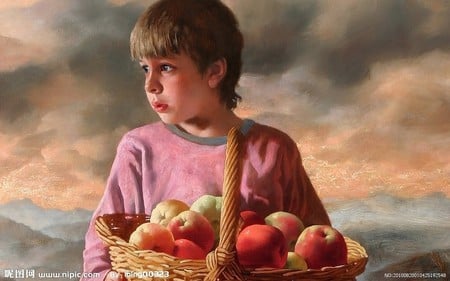 A POOR BOY DELIVERING FRUIT