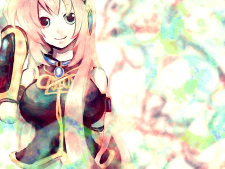 Megurine Luka - virtual, black, cute, beautiful, vocaloids, song, girl, microphone, white, pink hair, megurine, luka, colorful, megurine luka, aqua eyes, pink, pretty, cool, headphones, beauty, awesome, vocaloid, anime, diva, nice, idol, headset, music