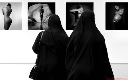 tolerance - chador, woman, tolerance, nudity