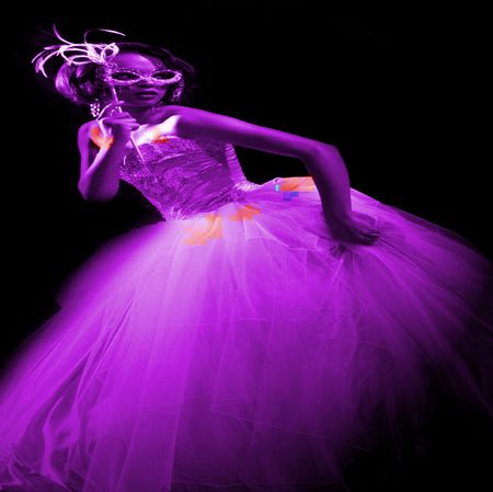 MASKED PURPLE BALERINA - mask, purple, beautiful, sheer, balerina, dress