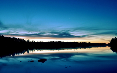 Azure - sky, lake, landscape, sunset, nature, amazing, forest, evening, beautiful, blue