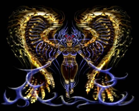 BIONIC ANGEL - angel, female, wings, colorful, bionic