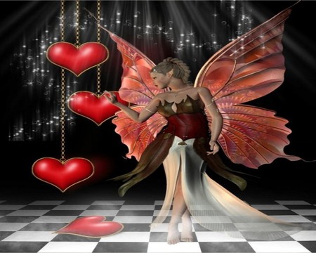 LOVERS FAIRY - fairy, hearts, lovers, female