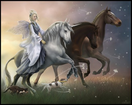 FAIRY & UNICORN - horses, fairy, dog, unicorn, cat