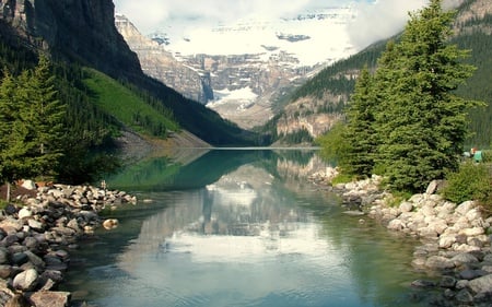 Lake Louise - lake, water, tree, nature, mountain