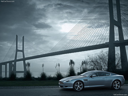 Aston Martin - sky, bridge, aston martin, water