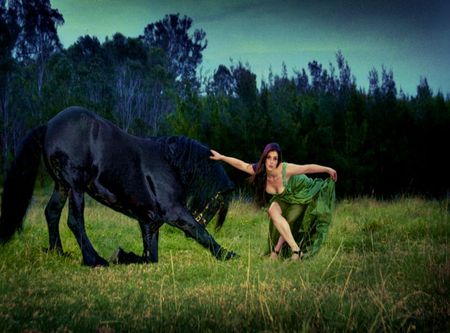 ON KNEE FRONT OF YOU .. - beauty, woman, nature, horse, friends, frendship