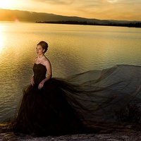 BEAUTIFUL BLACK DRESS  IN SUNSET..