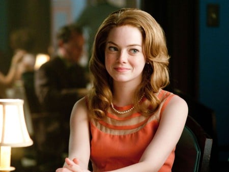 Emma Stone - stone, eugenia phelan, redhead, red hair, the help, emma stone, orange dress, emma, skeeter