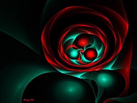 Christmas rose - christmas, abstract, red, green, rose