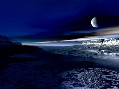 the moon over the sea - moon, water, nature, beaches, sea, night, art, sky