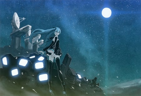 Moon Gazer Miku - moon, night, hatsune miku, vocaloid