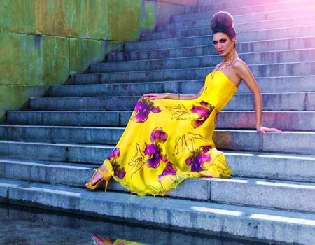 STAIRS.... - stairs, yellow, dress, beauty, city