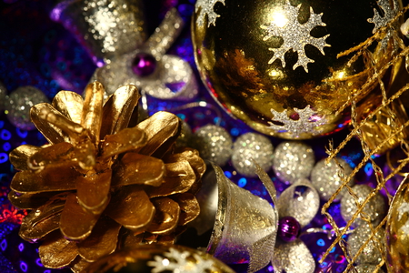 Magic Christmas - beauty, nice, new year, magic, photography, fantasy, balls, holiday, golden, winter, ball, lovely, shining, christmas, happy new year, merry christmas, beautiful, blue