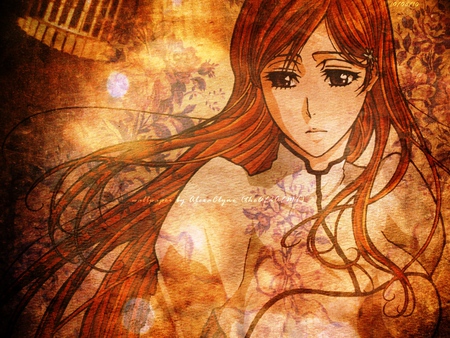 lost without you - inoue, miss, bleach, sad, anime, long hair, orange